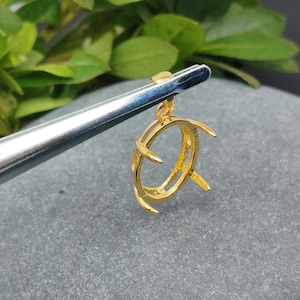 Pendant Blank for 5x7mm/6x8mm/7x9mm/8x10mm/9x11mm/10x14mm Oval Cabochons Pendant Setting Yellow Gold Plated 925 Silver Pendant Base SP0022 image 6