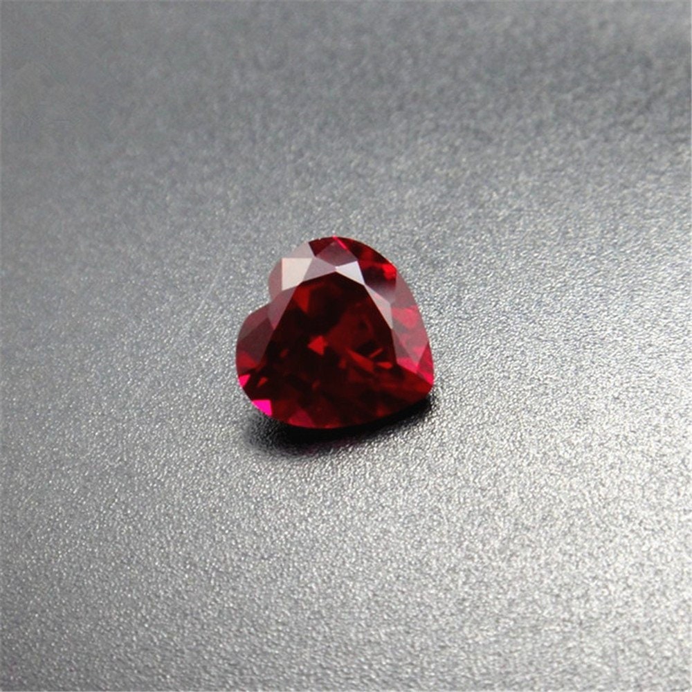 Ruby Heart Shape Faceted Gemstone Heart Shaped Cut Blood-red Ruby Gem  Multiple Sizes to Choose C40R 