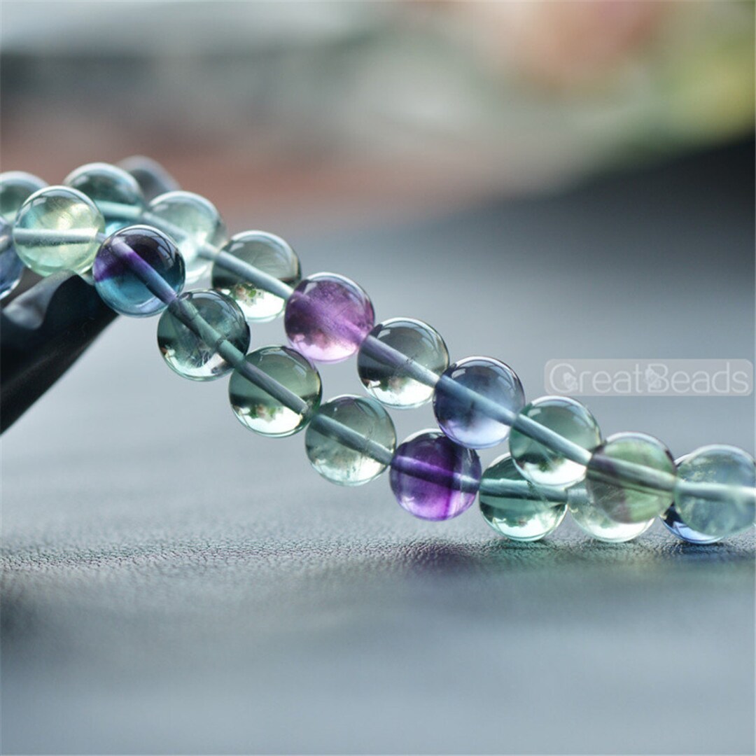 Striped Orchids 10 Natural Fluorite Beads