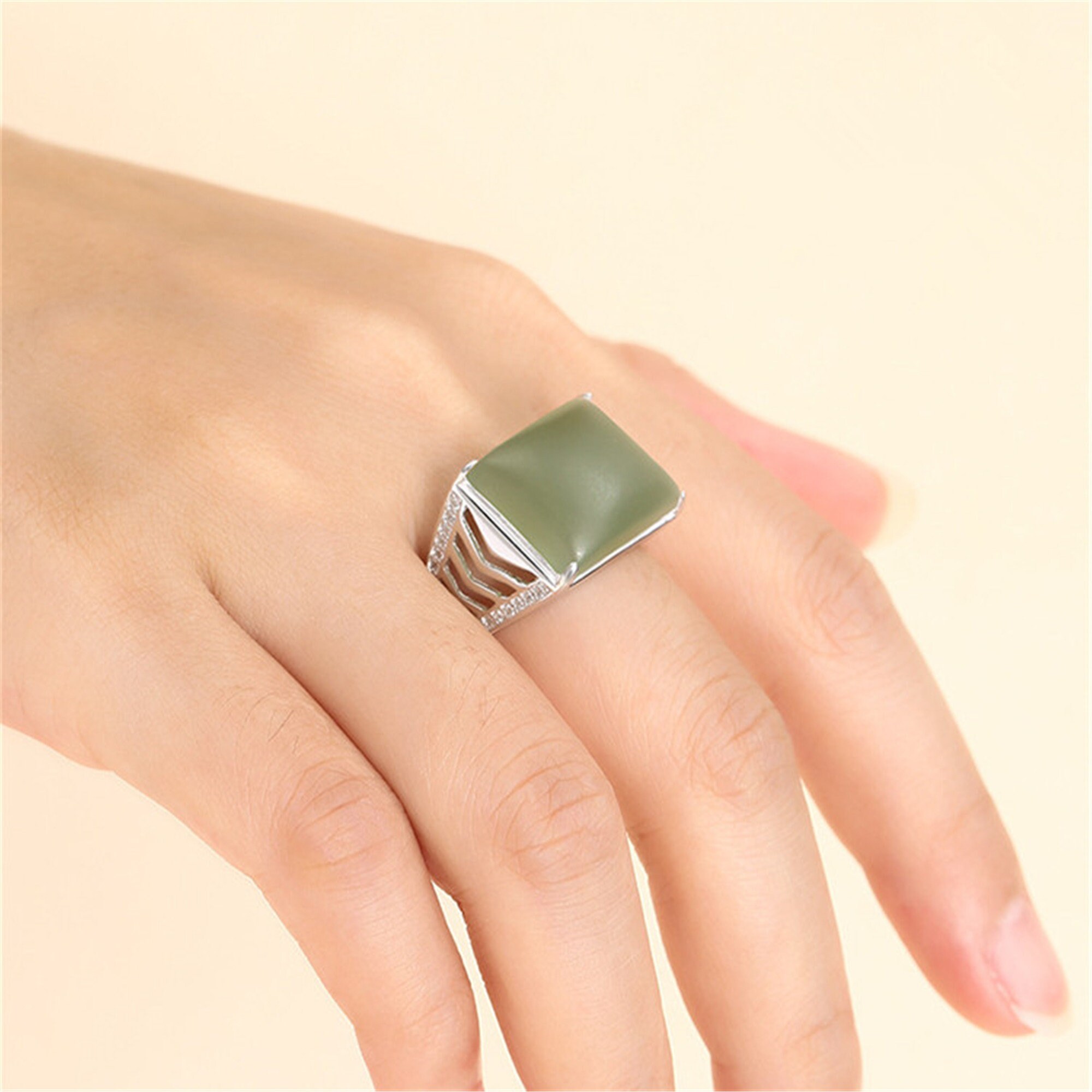 Ring Setting for 9x11mm12x17mm Rectangle Cabochons Ring Blank White Gold Plated 925 Silver Zircon Adjustable Ring Base SR0176 Ring Setting for 9x11mm12x17mm Rectangle Cabochons Ring Blank White Gold Plated 925 Silver Zircon Adjustable Ring Base SR0176