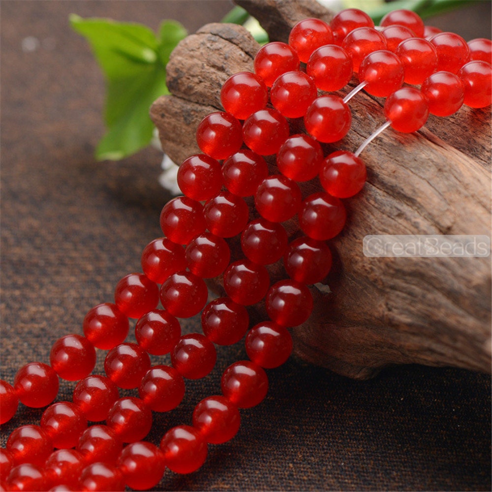 Grade A Natural Red Jade Beads 6mm 8mm 10mm 12mm Smooth | Etsy