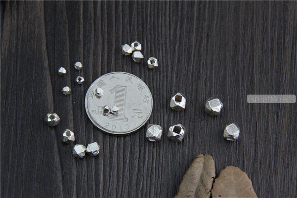 Handmade Sterling Silver Faceted Beads Small Size Solid 925 Etsy