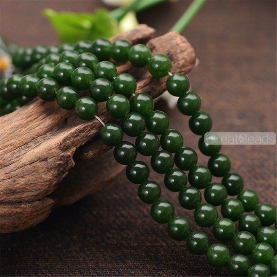 Grade A Natural Dark Green Jade Beads 6mm 8mm 10mm 12mm Smooth