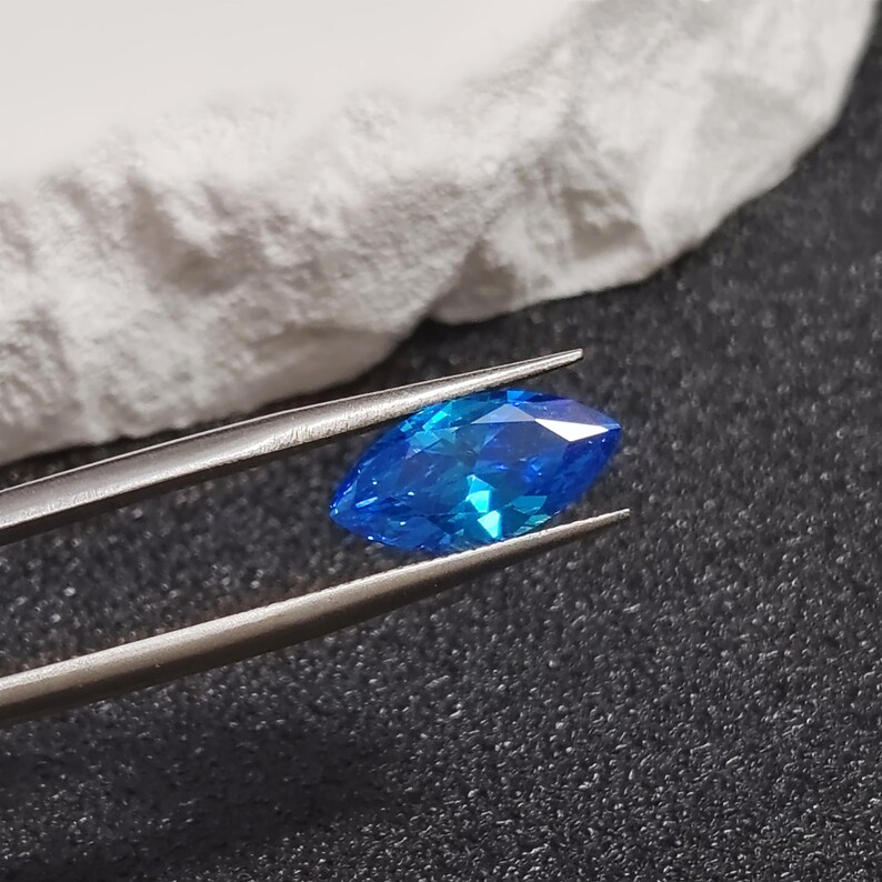 Ljusblå safir Marquise-slipad ädelsten fasetterad safir flera storlekar att välja mellan C84S bild 7