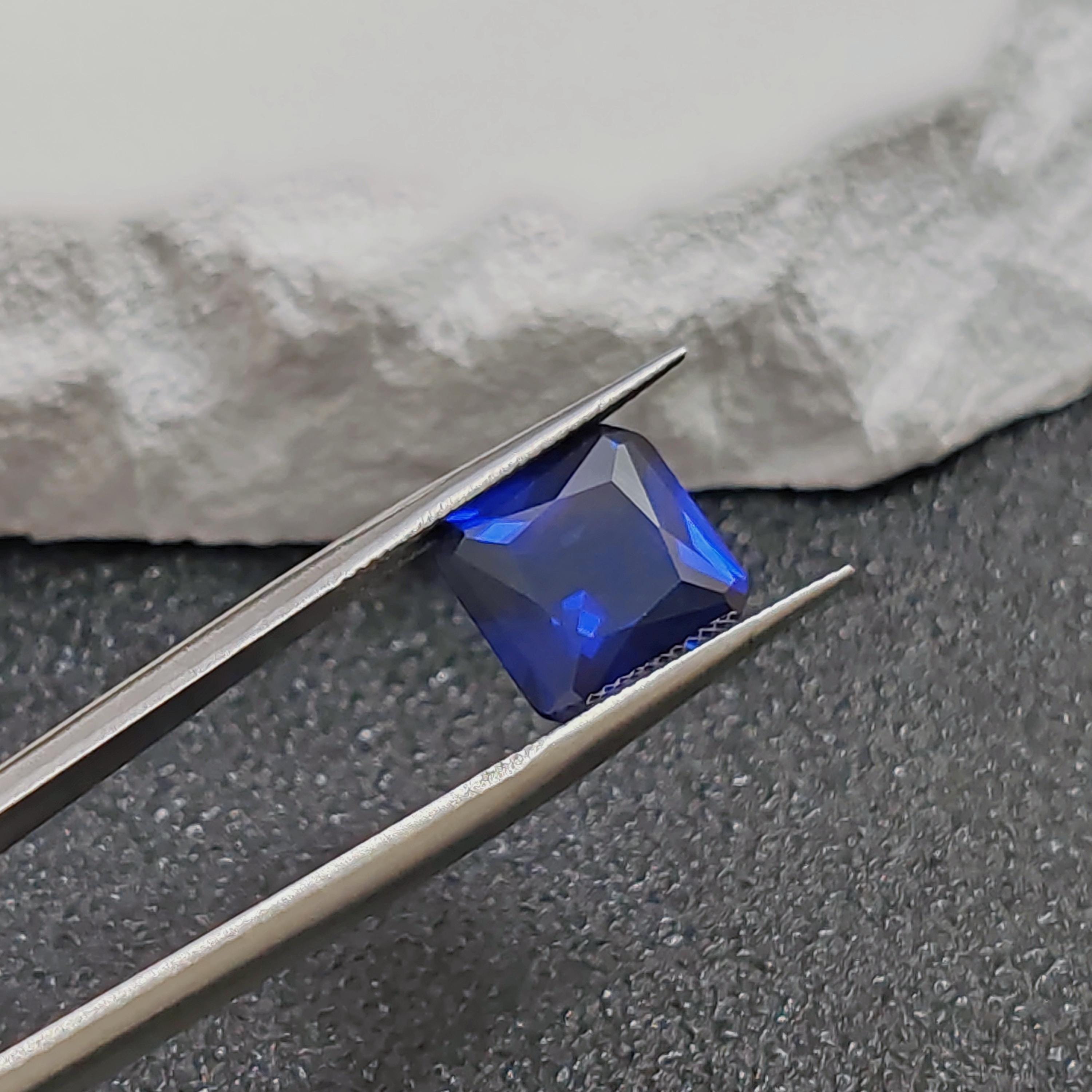 Intense Blue Spinel Square Faceted Gemstone Radiant Cut Blue Spinel Gem Ideal for Wax Casting Multiple Sizes to Choose C23L