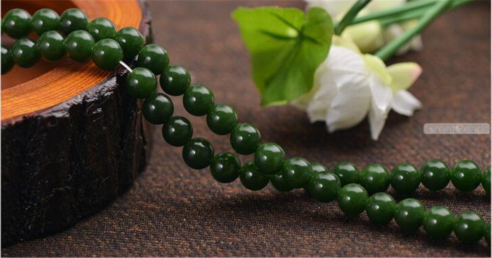 Natural Light Green Jade Beads Smooth Polished Round 4mm-12mm 15.4 Inch  Full Strand for Jewelry Making (GJ10) (8mm)
