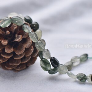 Natural Green Rutilated Quartz Beads NOT Dyed 7x9mm/10x11mm Irregular Shape 15 Inch Strand RQ40 image 3