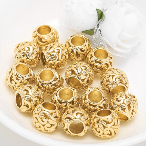 925 Sterling Silver Gold Plated Beads Frosted Spacer Beads For