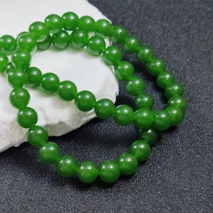 Grade A Natural Dark Green Jade Beads 6mm 8mm 10mm 12mm Smooth Polished Round 15 Inch Strand JA05 Wholesale Beads image 4