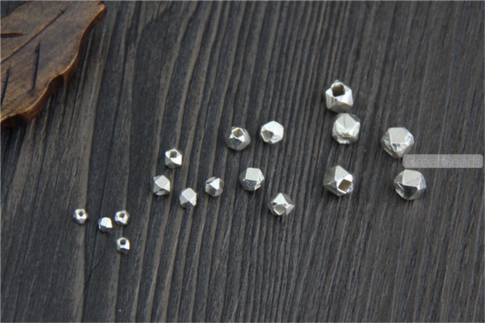 Handmade Sterling Silver Faceted Beads Small Size Solid 925 Etsy