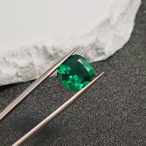 Emerald Square Faceted Gemstone Cushion Cut Rich Green Emerald Gem Multiple Sizes to Choose C32E