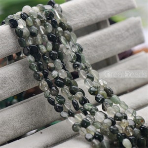 Natural Green Rutilated Quartz Beads NOT Dyed 7x9mm/10x11mm Irregular Shape 15 Inch Strand RQ40 image 2