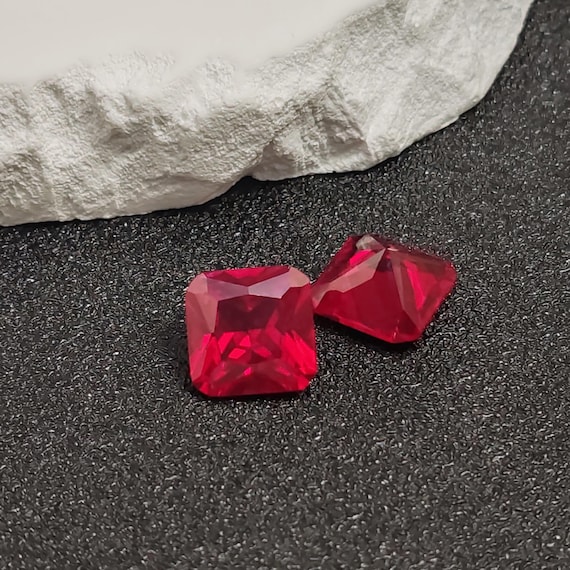 Ruby Square Faceted Gemstone Radiant Cut Vivid Red Ruby Gem Multiple Sizes to Choose C29R