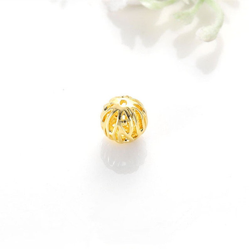 20 pcs Gold Plated Brass Beads Openwork Round Spacer Beads 8mm 10mm BS026