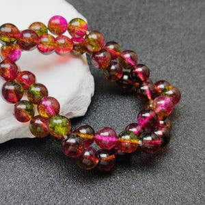 Grade AA Natural Clear Quartz Beads Rose Red and Green Imitation Watermelon Tourmaline 6mm-14mm Smooth Polished Round 15 Inch Strand CQ15 image 3
