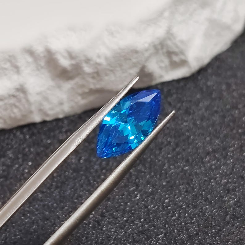 Ljusblå safir Marquise-slipad ädelsten fasetterad safir flera storlekar att välja mellan C84S bild 8