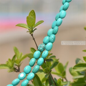 Dark Green Turquoise Smooth Oval Beads Strand - 10x13mm - 15.5 Inch