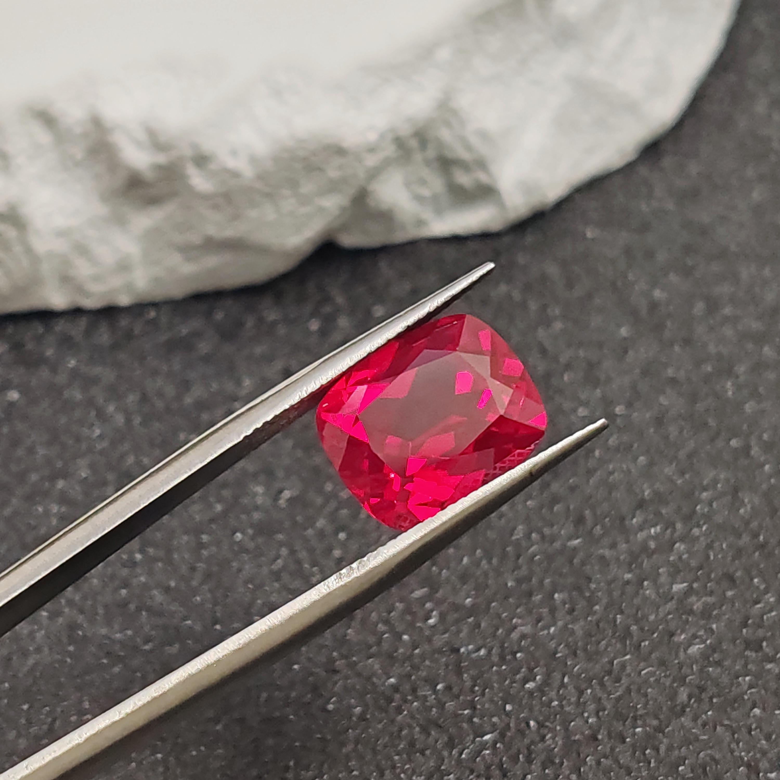 Ruby Rectangle Faceted Gemstone Cushion Cut Ruby Gem
