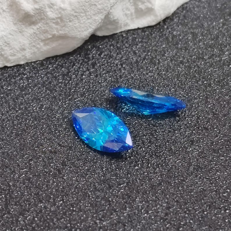 Ljusblå safir Marquise-slipad ädelsten fasetterad safir flera storlekar att välja mellan C84S bild 3