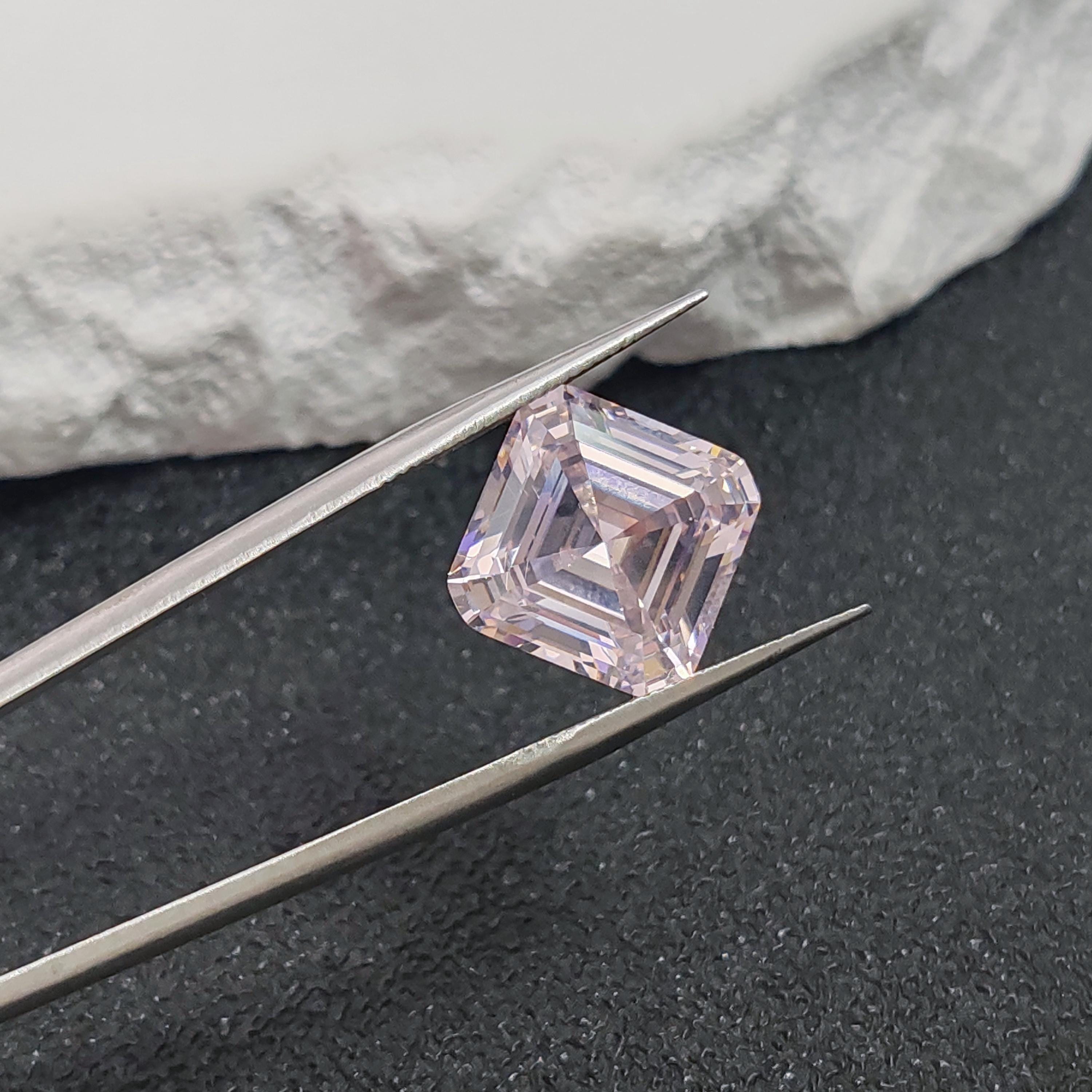 Grade AAA Light Pink Cubic Zirconia Square Faceted Gemstone