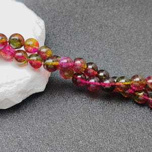 Grade AA Natural Clear Quartz Beads Rose Red and Green Imitation Watermelon Tourmaline 6mm-14mm Smooth Polished Round 15 Inch Strand CQ15 image 2