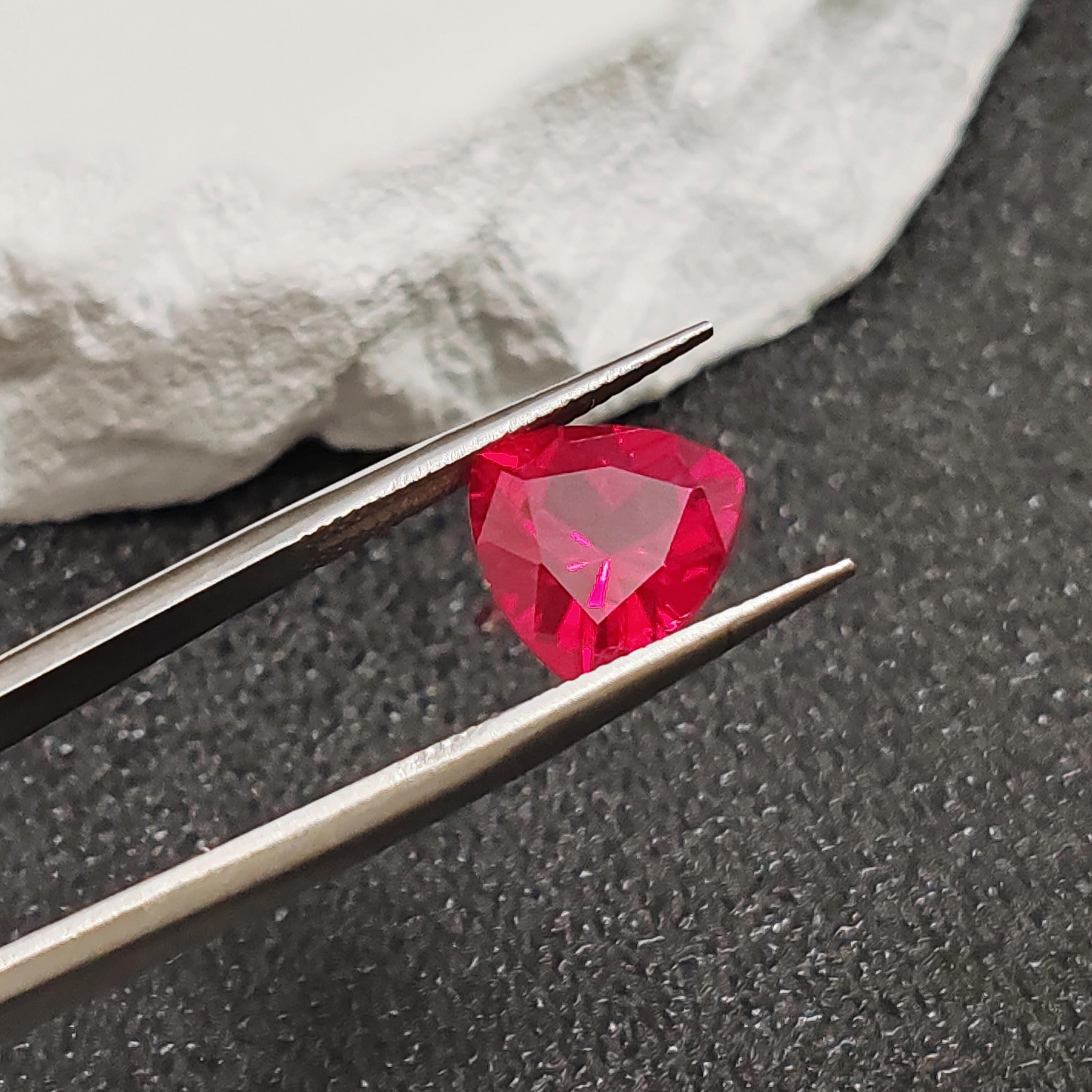Ruby Trillion Faceted Gemstone Trilliant Cut Vivid Red Ruby