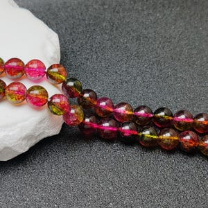 Grade AA Natural Clear Quartz Beads Rose Red and Green Imitation Watermelon Tourmaline 6mm-14mm Smooth Polished Round 15 Inch Strand CQ15 image 6