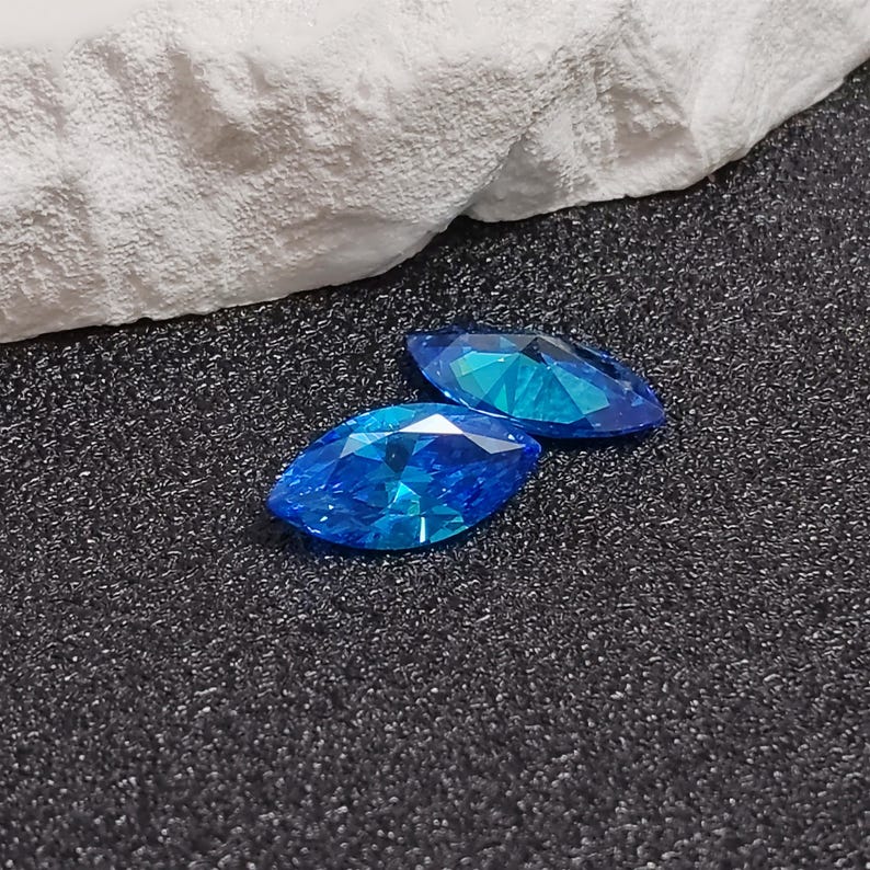 Ljusblå safir Marquise-slipad ädelsten fasetterad safir flera storlekar att välja mellan C84S bild 5
