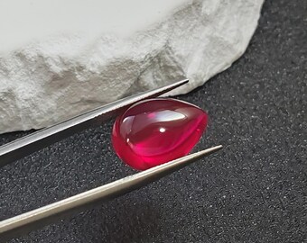 Ruby Pear Shaped Cabochon Teardrop Cabochon Vivid Red Ruby Gem