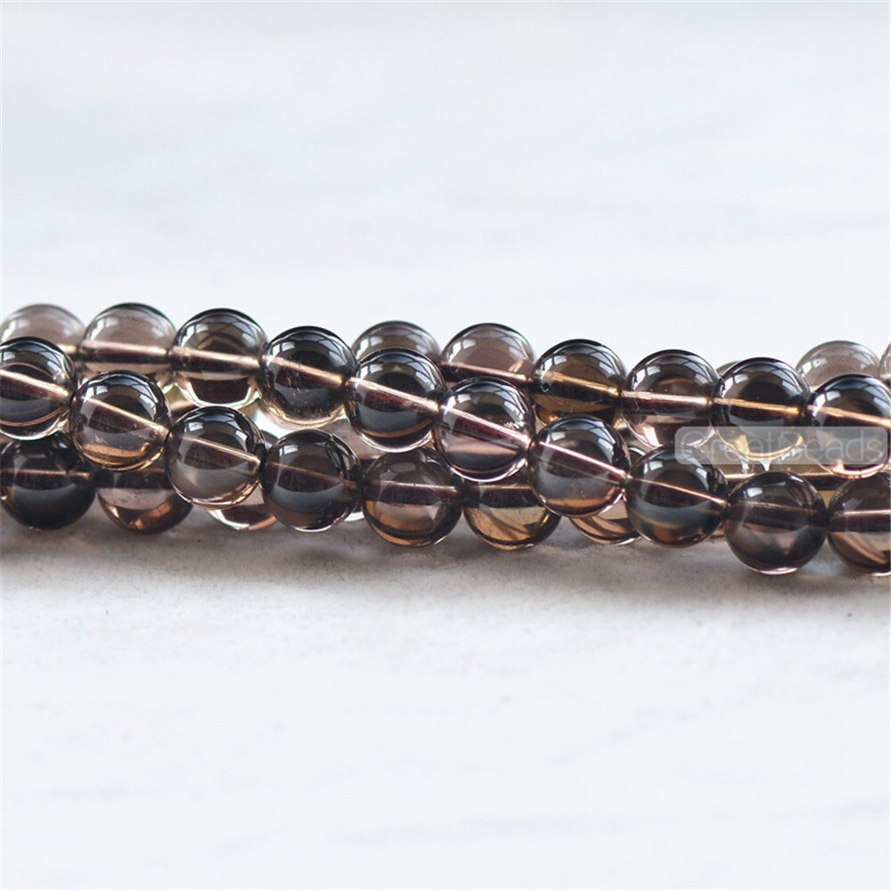 thumbnail image 2 of Natural Smoky Quartz Gemstone Beads - Round, Glossy Finish, 15.5" Strand, Multiple Sizes (4mm-15mm) 2 of 4