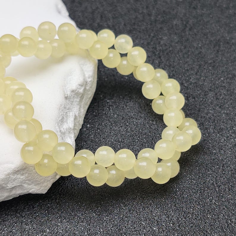 Grade A Natural Cream Color Jade Beads 6mm 8mm 10mm 12mm Smooth Polished Round 15 Inch Strand JA63 Wholesale Beads image 3