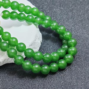 Grade A Natural Dark Green Jade Beads 6mm 8mm 10mm 12mm Smooth Polished Round 15 Inch Strand JA05 Wholesale Beads image 3