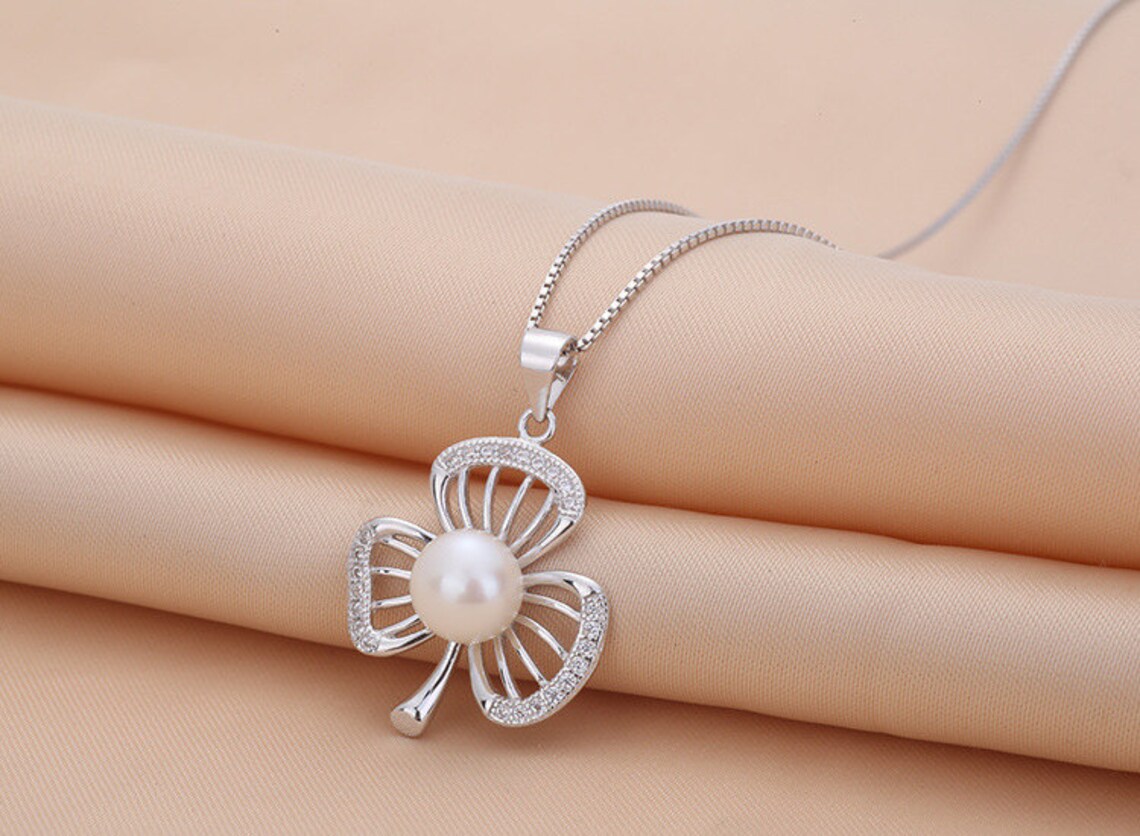 Blank Jewelry Set for Pearls White Gold Plated 925 Silver Etsy