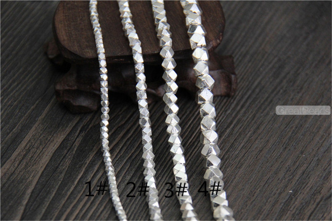 Handmade Sterling Silver Faceted Beads Small Size Solid 925 Silver