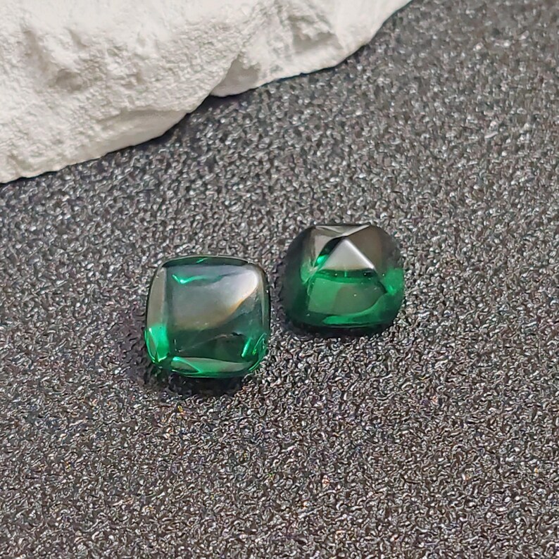 Cabochão de esmeralda em formato de almofada com lapidação Sugarloaf de alta qualidade, vários tamanhos para escolher C75E imagem 6