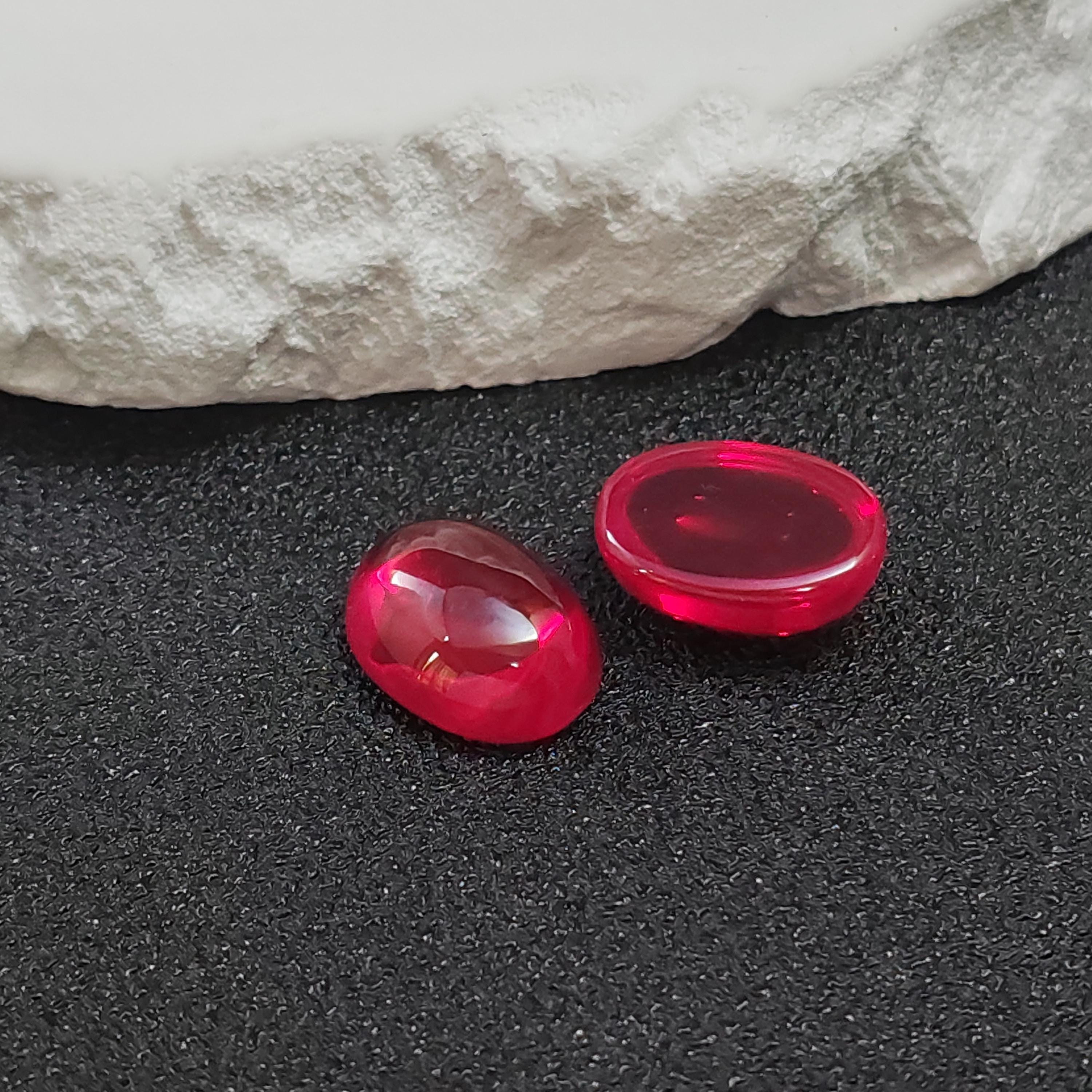 Flat Back Ruby Blood Red Ruby Cabochons - Mohs Hardness 9 Oval Smooth ...