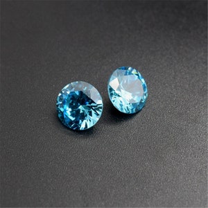 Aquamarine pierre précieuse ronde à facettes taille brillante gemme aigue-marine plusieurs tailles pour choisir C38A image 3