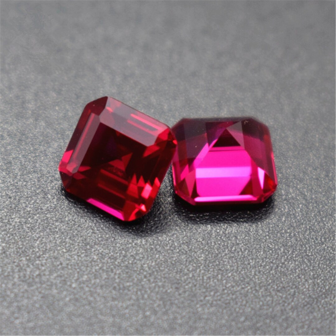 High Quality Ruby Square Faceted Gemstone Emerald Cut Ruby Gem 6x6mm ...