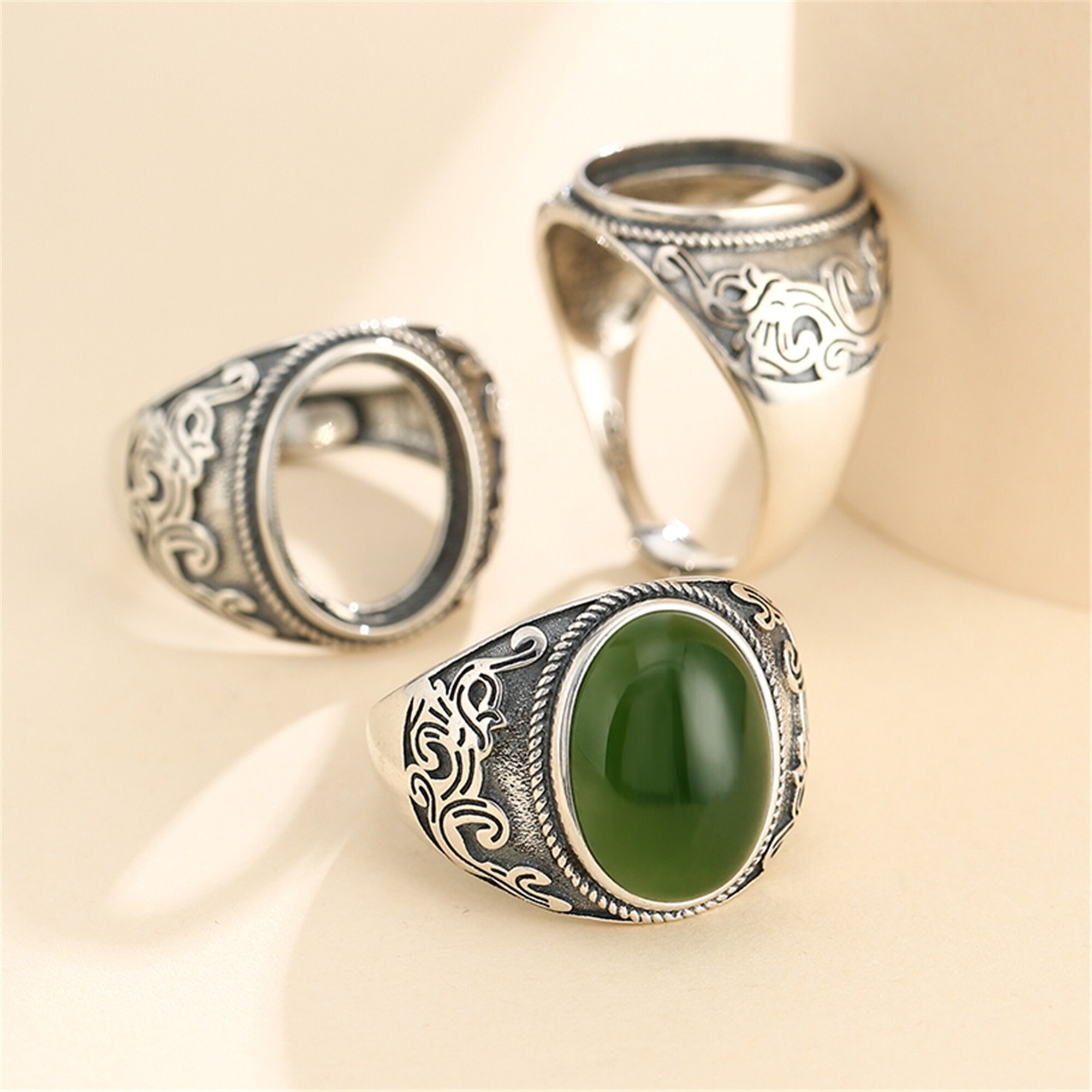 Men's Ring Setting for 12x16mm Oval Cabochons Ring Blank Etsy