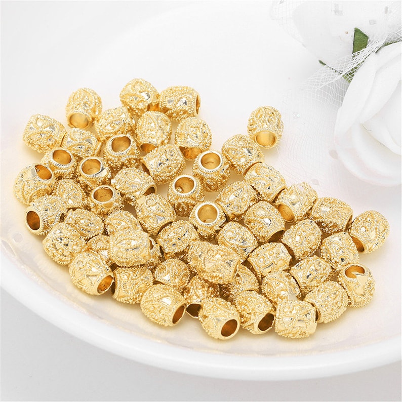 20 pcs Gold Plated Brass Beads Barrel Shape Spacer Beads Small Brass Beads 5x5.5mm BS071