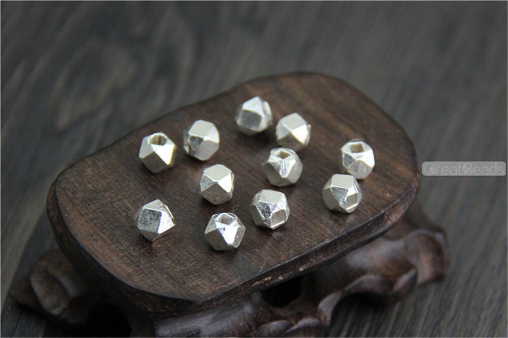 Handmade Sterling Silver Faceted Beads Small Size Solid 925 Etsy