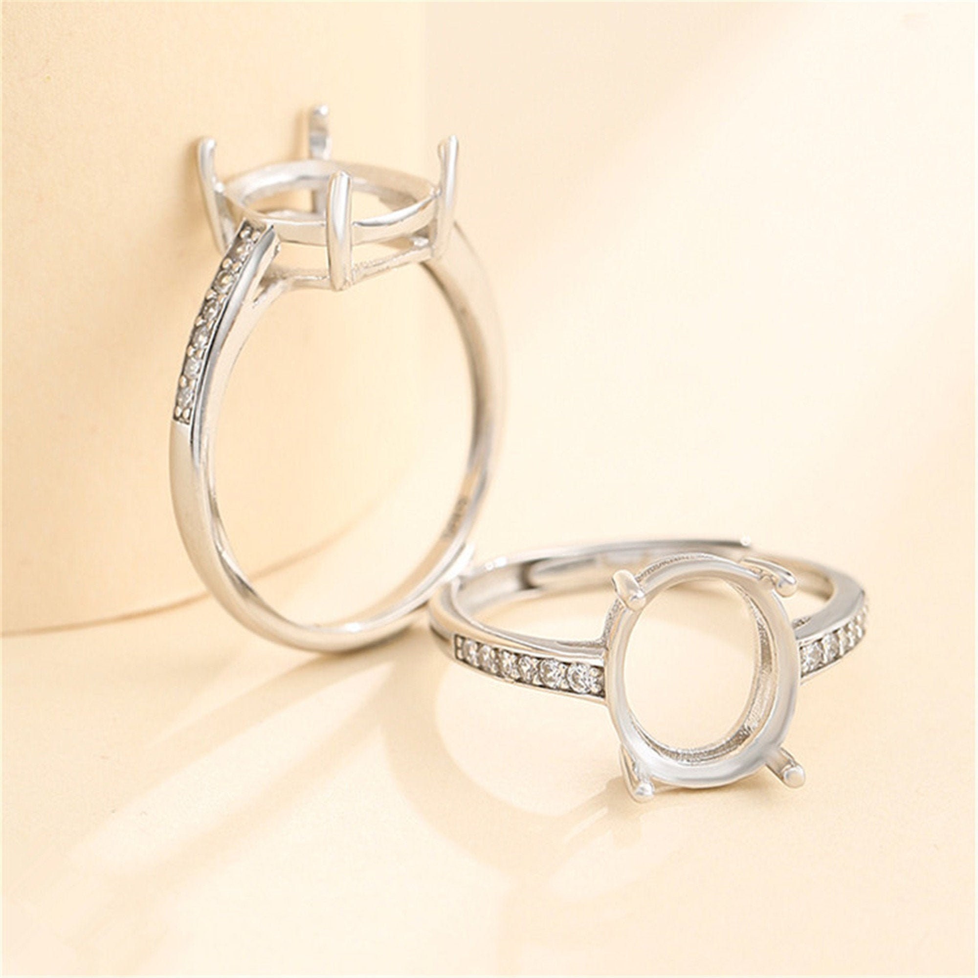 Ring Blank for 7x9mm/9x11mm Oval Cabochons Ring Setting White Etsy