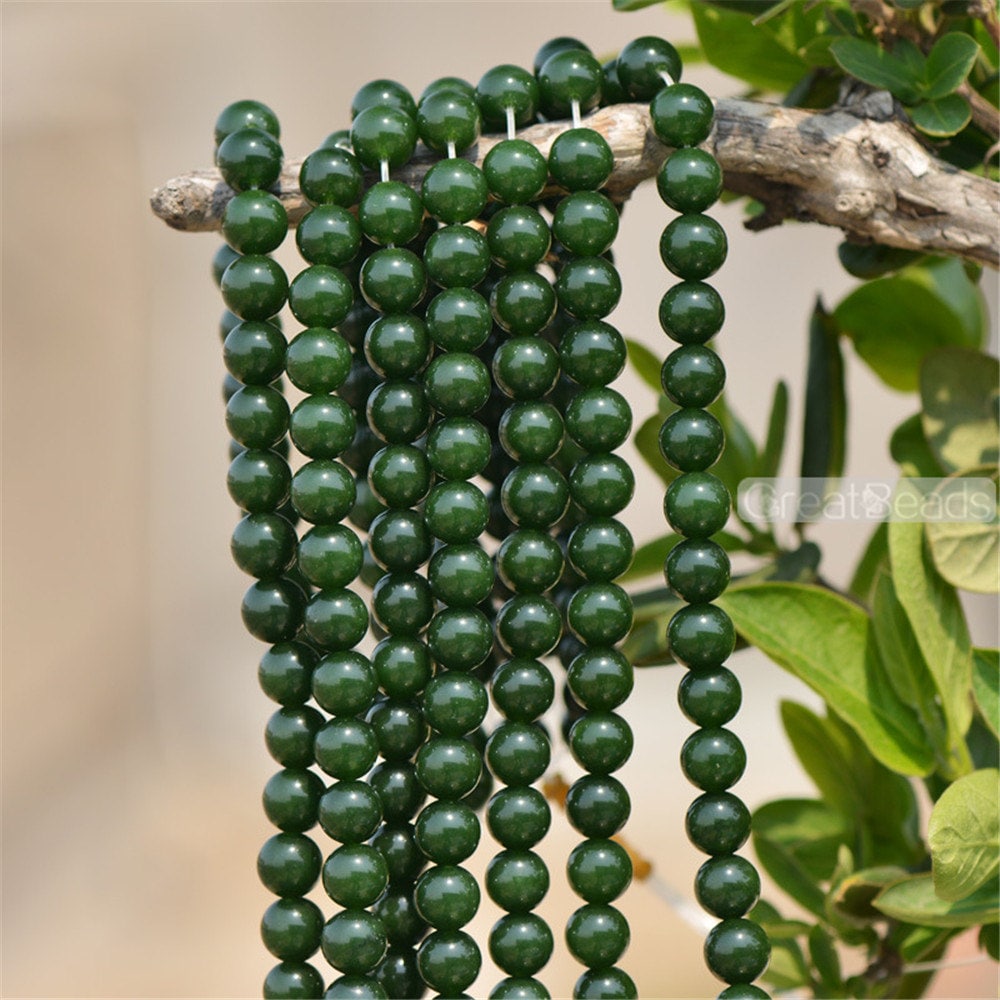 Rare Natural Brazilian Green Jade 6mm 8mm 10mm 12mm Smooth Round Beads –  Intrinsic Trading