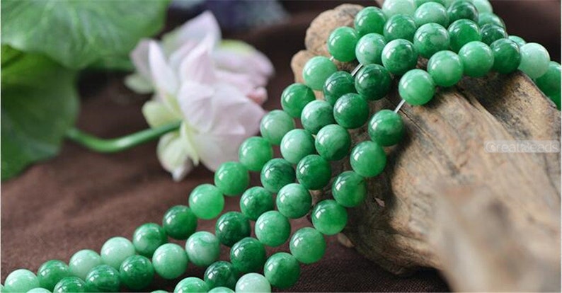 Grade A Natural Multi Tones Green Jade Beads 6mm 8mm 10mm 12mm Smooth Polished Round 15 Inch Strand JA26 Wholesale Beads image 4
