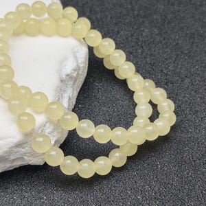 Grade A Natural Cream Color Jade Beads 6mm 8mm 10mm 12mm Smooth Polished Round 15 Inch Strand JA63 Wholesale Beads image 2