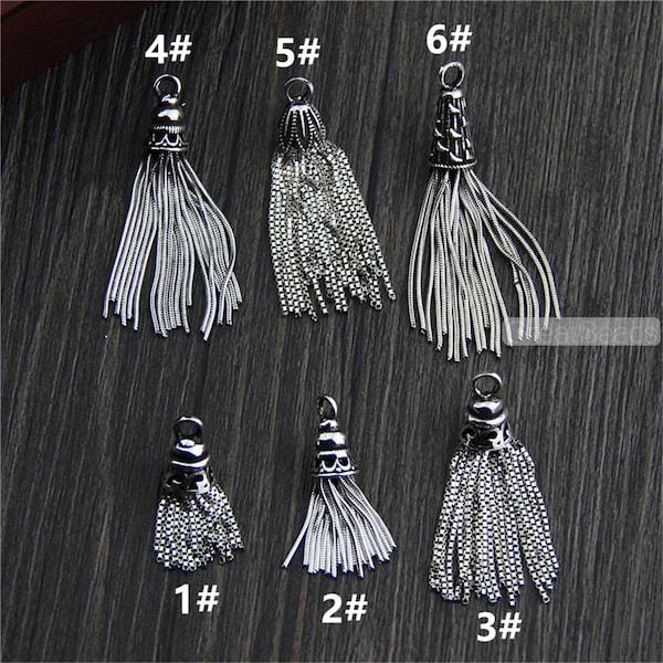 1pc Thai Sterling Silver Tassel Pendant Solid 925 Silver Chain Tassel Sterling Silver Fringe Pendant 6 styles to choose LT01