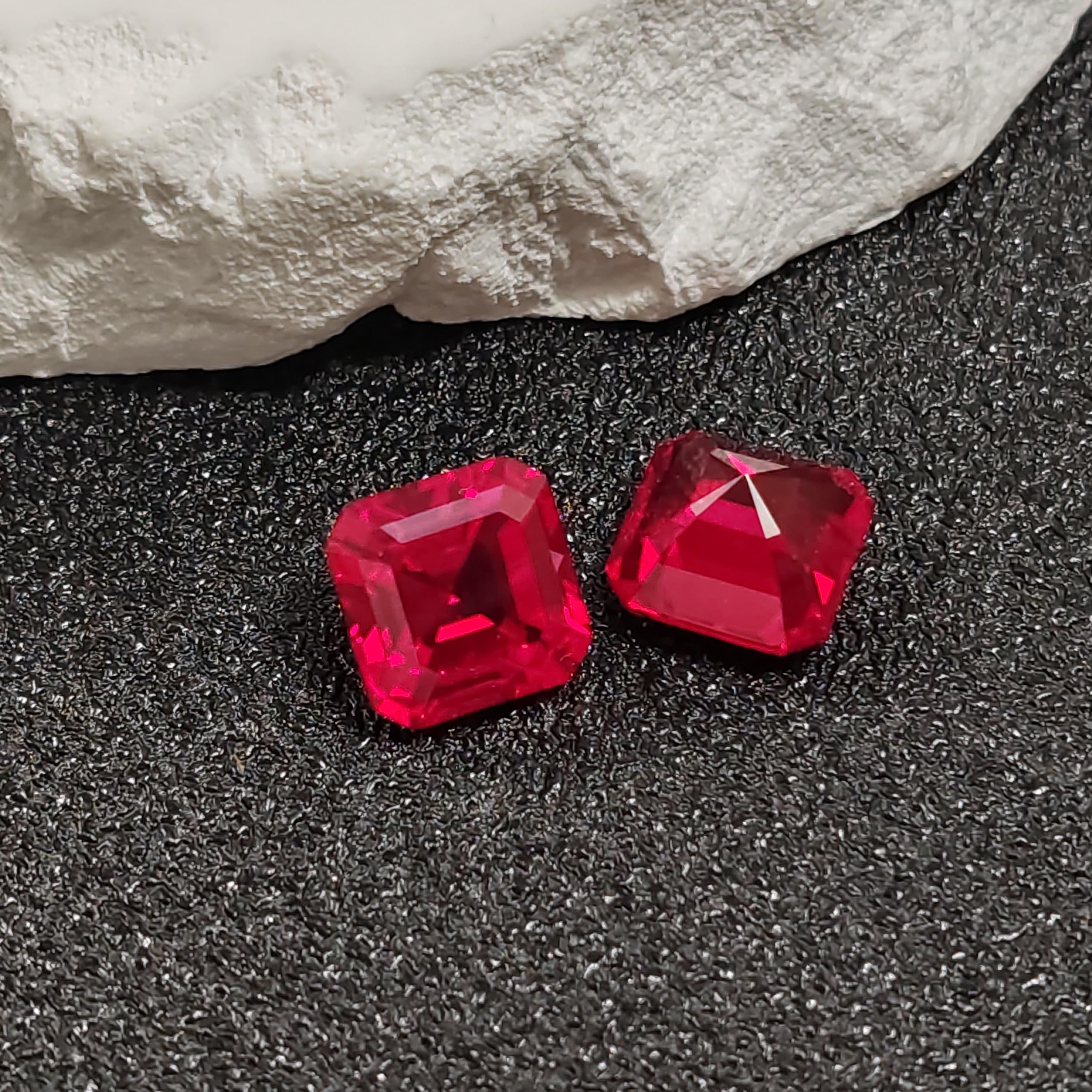 Grade AAA Cutting Ruby Square Faceted Gemstone Square Emerald Cut Vivid ...