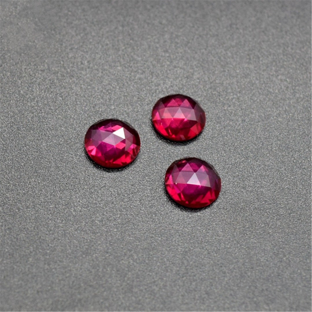 Ruby Rose Cut Round Cabochon Blood-red Ruby Gem Faceted Surface Flat ...
