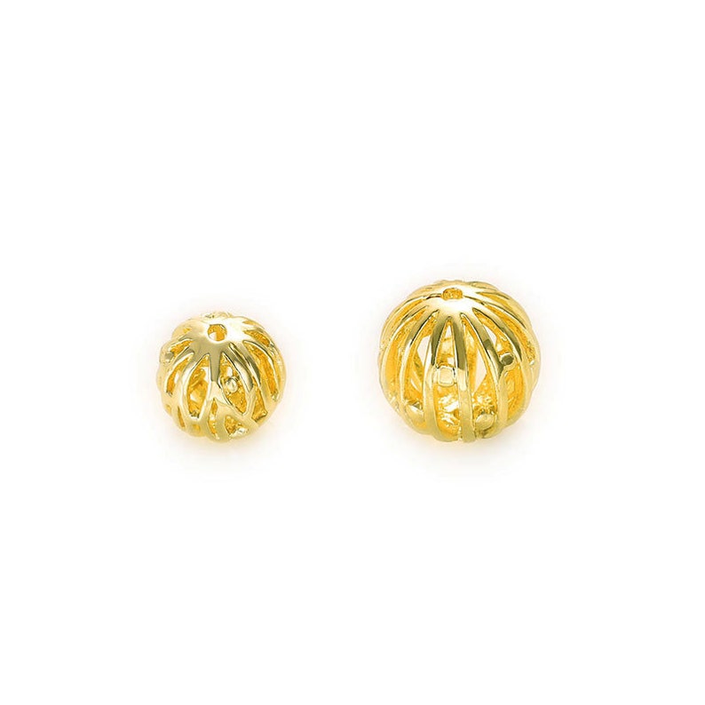 20 pcs Gold Plated Brass Beads Openwork Round Spacer Beads 8mm 10mm BS026