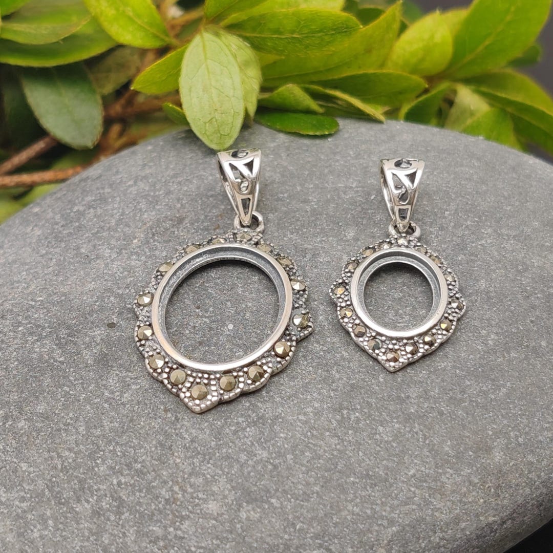 thumbnail interactive-video image 1 of Solid Sterling Silver Pendant Blanks – 10x8mm Stone Cage Settings – Made In Australia 1 of 6